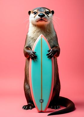 Otter with Surfboard