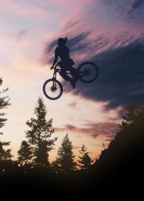 Mountain Biker Silhouette