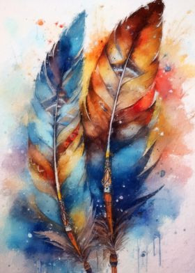 Watercolor Native Feathers