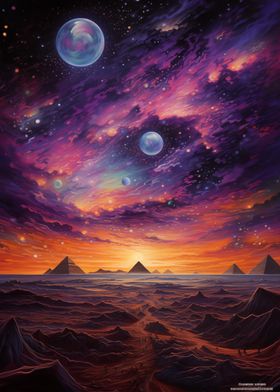 Mystical Pyramids Under Starry Sky