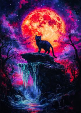 Black Cat Under Blood Moon