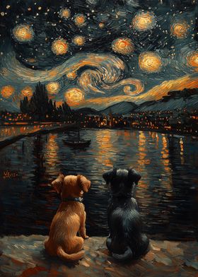 Dogs And The Starry Night