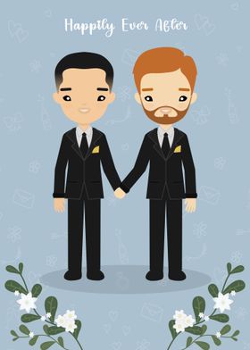 Cute Gay Wedding Illustration