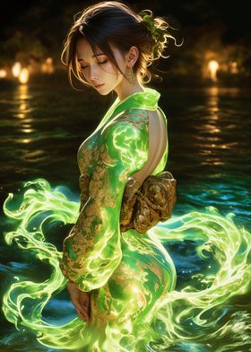 Green Kimono Woman