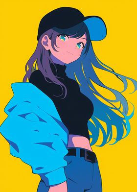 Anime Girl in Blue Jacket