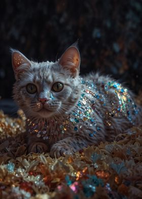 Glitter Cat Portrait