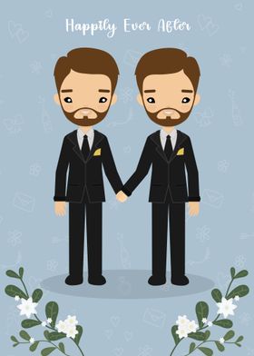 Cute Gay Wedding Illustration