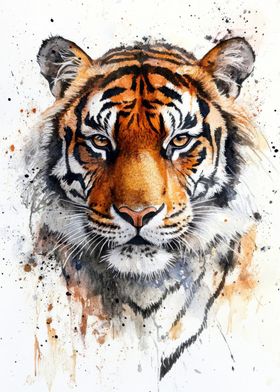 Tiger Watercolor Portrait