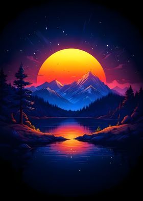 Sunset Mountain Lake