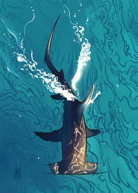 Shark Underwater Illustration