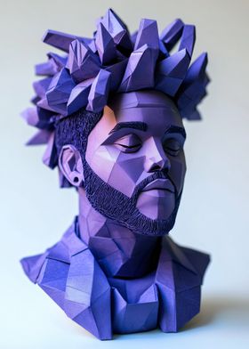 Purple Origami Bust The Weeknd