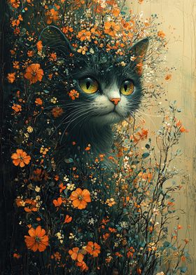 Cat in Flowers