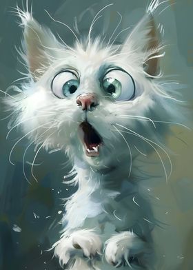 Surprised White Cat