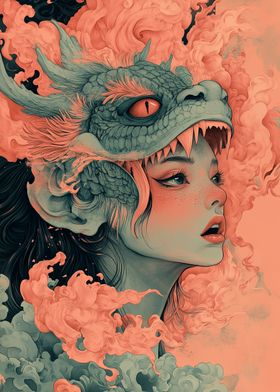 Fantasy dragon Mask Woman