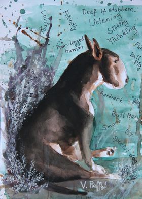 Watercolor Bull Terrier Portrait