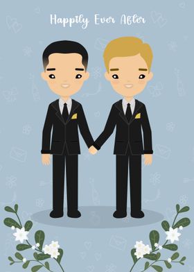 Cute Gay Wedding Illustration