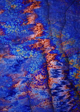 Abstract Blue and Orange Crystal Pattern