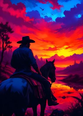 Cowboy at Sunset