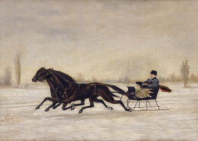 Horse-Drawn Sleigh in Winter