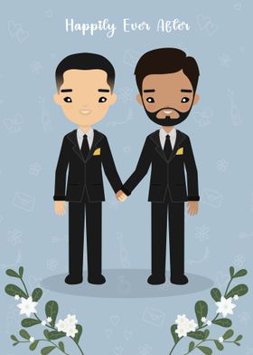 Cute Gay Wedding Illustration