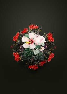 Floral Marsh Hibiscus Wreath Bouquet Illustration