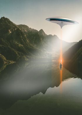 UFO Over Mountain Lake