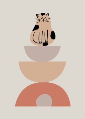 Cat on Abstract Shapes