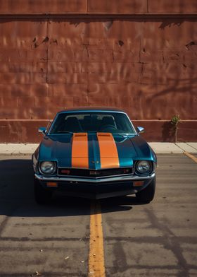 Classic Blue Muscle Car