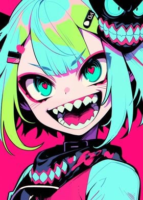 Anime Girl with Sharp Teeth