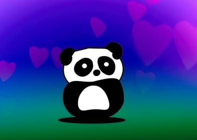 Cute Panda with Hearts