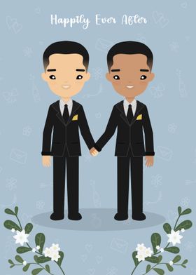 Cute Gay Wedding Illustration