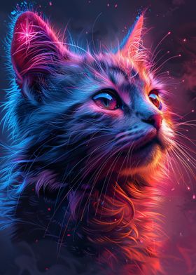 Neon Cat Portrait