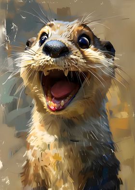 Smiling Otter Painting