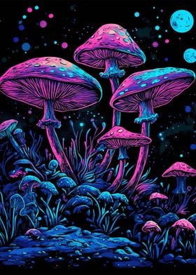 Psychedelic Mushroom Forest