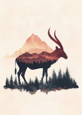 Mountain Antelope Silhouette