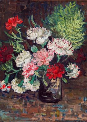 Vincent van Gogh's Vase with Carnations (1886) famous painting