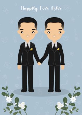 Cute Gay Wedding Illustration