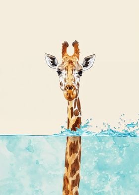 Giraffe in Water Minimalist