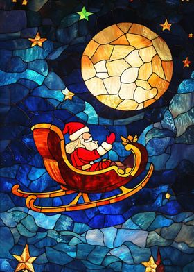 Stained Glass Santa