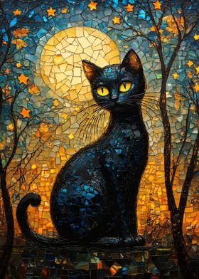 Black Cat Mosaic Art