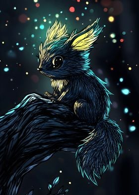 Furry Creature in Night Sky