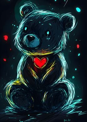 Neon Teddy Bear