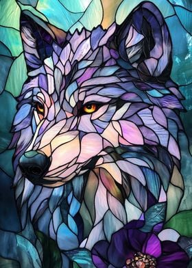 Stained Glass Wolf