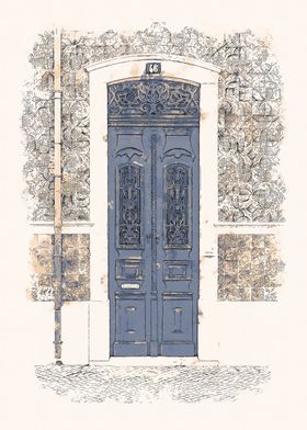 Vintage Blue European Doorway