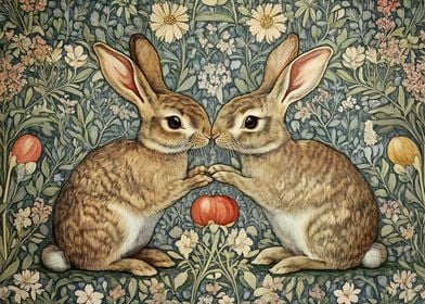 Rabbit William Morris Floral Print