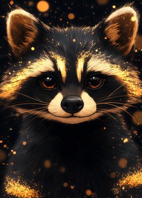 Golden Raccoon Portrait Animal