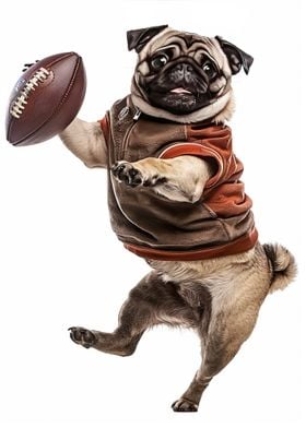 Pug Playing Football