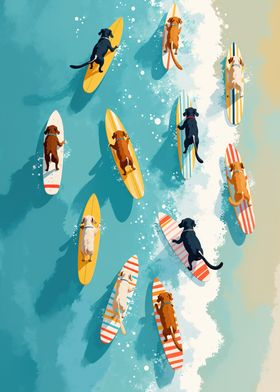 Dog Surf Beach Wall Art