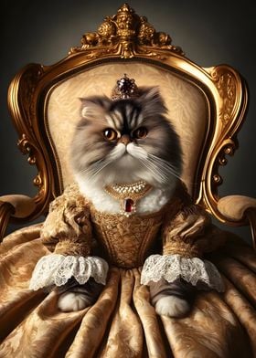 Royal Persian Cat in Victorian Gown