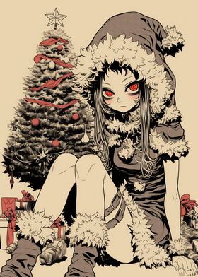 Anime Girl Christmas Illustration